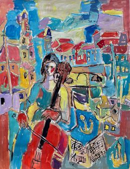 Peinture, La violoncelliste Réf : CPBD1143, Claude Frégère