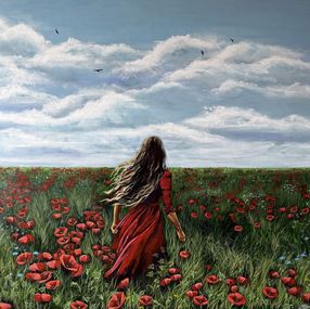 Gemälde, Among the poppies, Mariana Gumeniuc