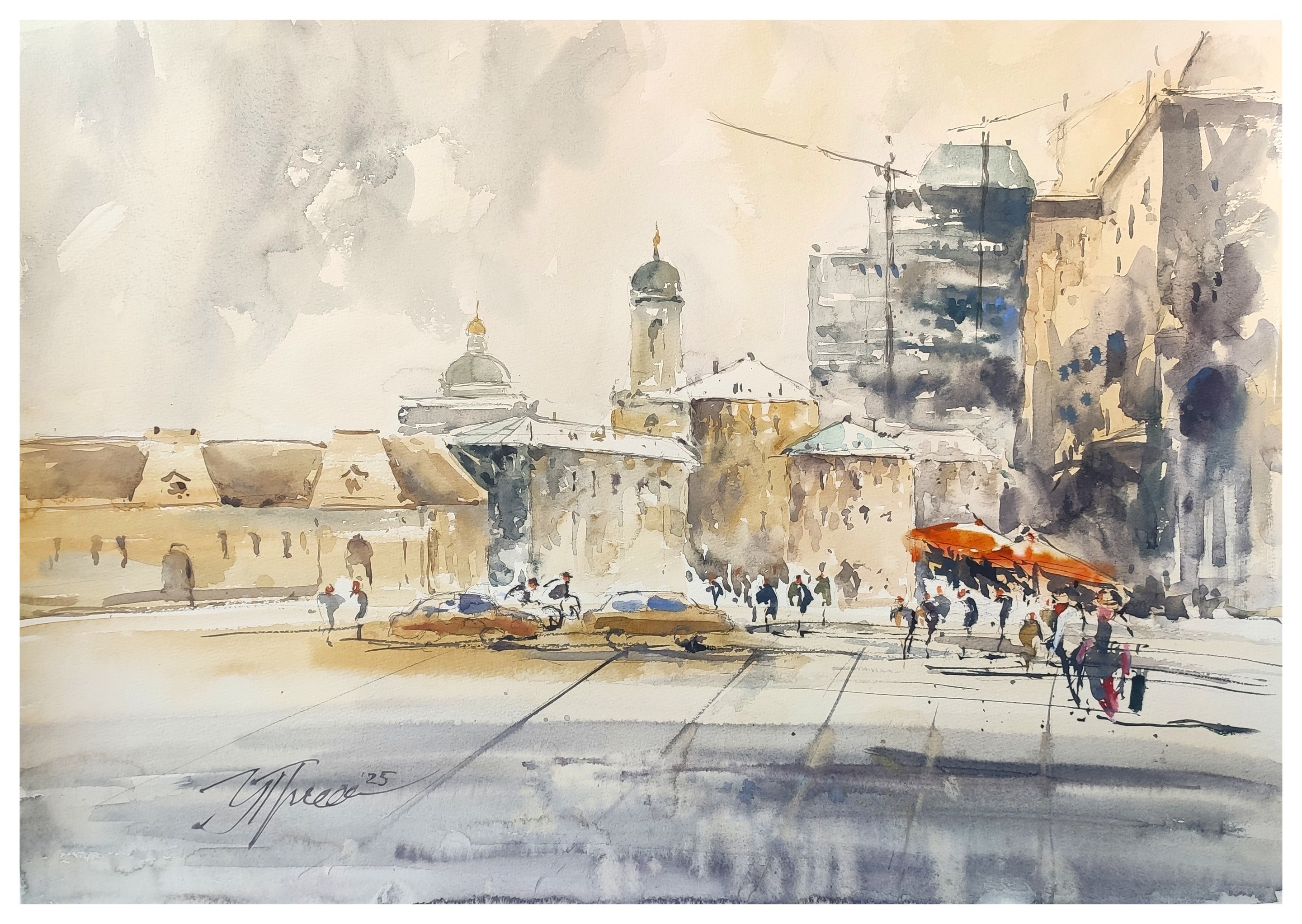 Irina Pronina, City scape Watercolor painting Moscow city Irina Pronina, City scape Watercolor painting Moscow city
