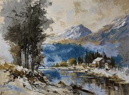 Painting, Alpine Stillness in Switzerland, Schagen Vita