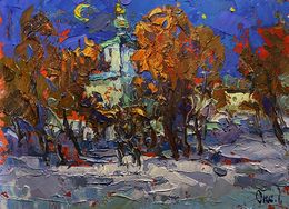 Painting, Moonlit Winter Night, Oksana Ivanyuk