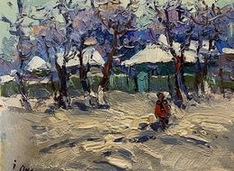 Painting, Winter morning in the village, Oksana Ivanyuk