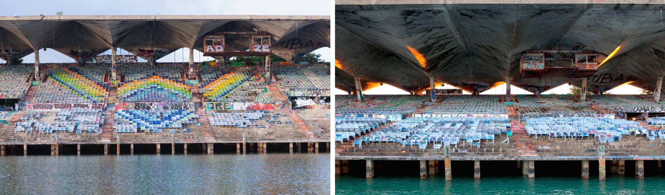 Jill Peters, Marine Stadium II and I Diptych. Framed. From the Architecture Series Jill Peters, Marine Stadium II and I Diptych. Framed. From the Architecture Series