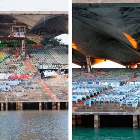 Fotografien, Marine Stadium II and I Diptych. Framed. From the Architecture Series, Jill Peters