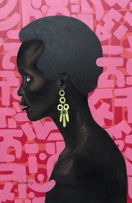 Painting, Africa Allure 6 - 21st Century, Contemporary, Figurative, African, Woman, Hair, Oluwafemi Akanmu