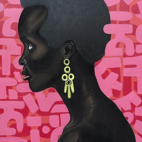 Pittura, Africa Allure 6 - 21st Century, Contemporary, Figurative, African, Woman, Hair, Oluwafemi Akanmu