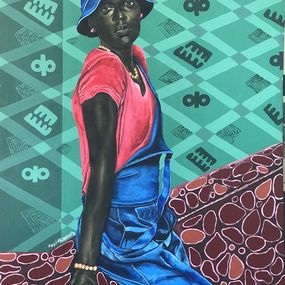 Peinture, Waiting Time - 21st Century, Contemporary, Figurative Portrait, Modern, Women, Oluwafemi Akanmu