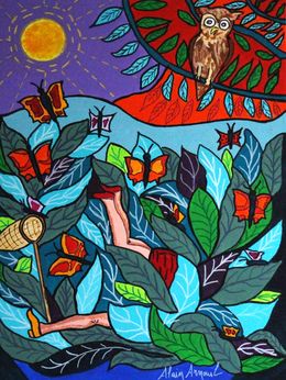 Painting, La chasse aux papillons, Alain Arnouil