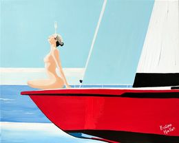 Painting, Yacht Yoga: Zen & Bubbles, Kristina Mallen