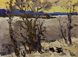 Painting, Evening Frozen River, Oksana Ivanyuk