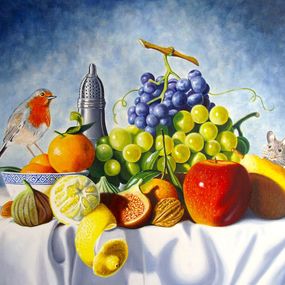 Peinture, Rouge-gorge sur l'île aux fruits, Jean-Pierre Walter