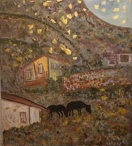 Peinture, Two Horses, Italy, Dondi Schwartz