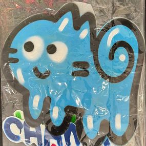 Fine Art Drawings, Mignon petit cha bleu - graffiti sur papier prêt à coller, Chanoir