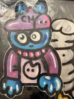 Fine Art Drawings, Cha sweat violet - graffiti sur papier prêt à coller, Chanoir