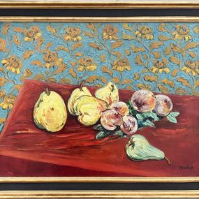 Peinture, Nature morte poires et pêches, Élisée Maclet