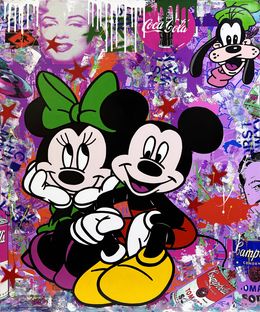 Gemälde, Contemplation (Mickey Minnie Mouse), large original painting, Jozza