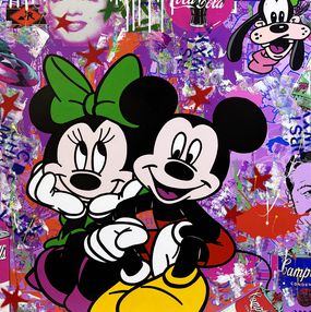 Painting, Contemplation (Mickey Minnie Mouse), large original painting, Jozza