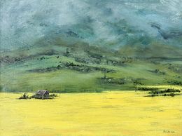 Painting, Yellow field of Siberian rape, Natalia Korneeva (Natiko)