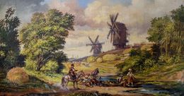Painting, Landscape with mills, Alexander Litvinov