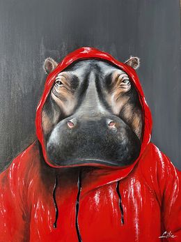 Peinture, Hippo in Red, Lilia Larcos