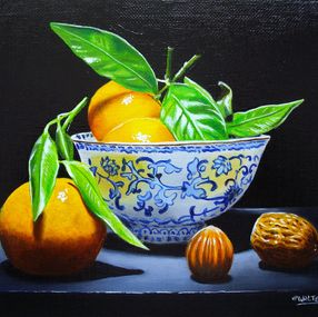 Peinture, Clémentines au bol chinois, Jean-Pierre Walter
