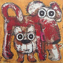 Peinture, Deux chiens copains, Hervé Maury