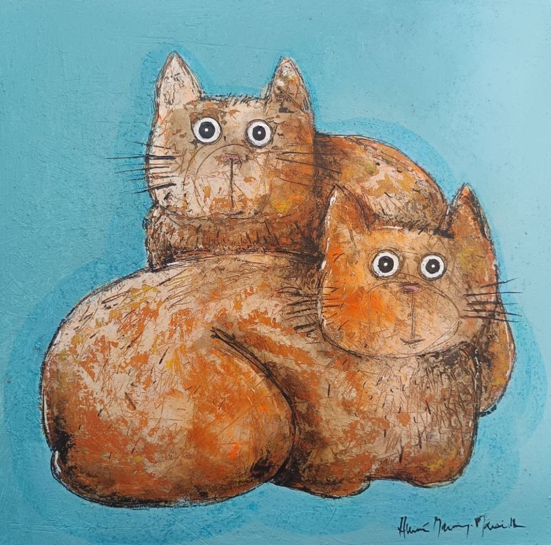Hervé Maury, Deux chats sur bleu Hervé Maury, Deux chats sur bleu
