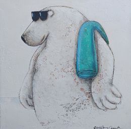 Peinture, Ours serviette verte, Hervé Maury