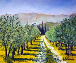 Peinture, Chemin des oliviers, Gyslaine Pachet-Micheneau