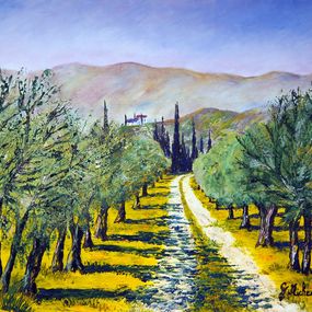 Peinture, Chemin des oliviers, Gyslaine Pachet-Micheneau