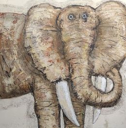 Peinture, Grand éléphant, Hervé Maury