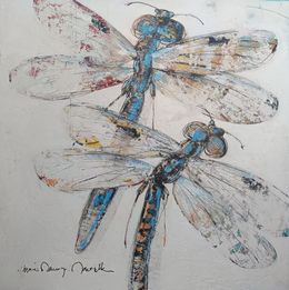 Peinture, Grandes libellules bleues, Hervé Maury