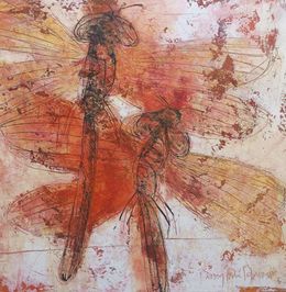 Peinture, Libellules rouges, Hervé Maury