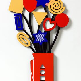 Sculpture, Big Red Flowers – 3D Wall Sculpture, Zion Ezri