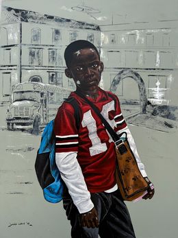 Peinture, Holiday Done Another School Day - 21st Century, Contemporary, Figurative Portrait, Eyitayo Alagbe
