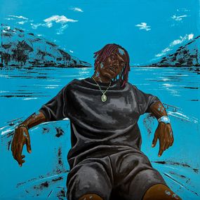 Painting, In My Solitude 2 - 21st Century, Contemporary, Figurative, Mixed Media, Men, Eyitayo Alagbe