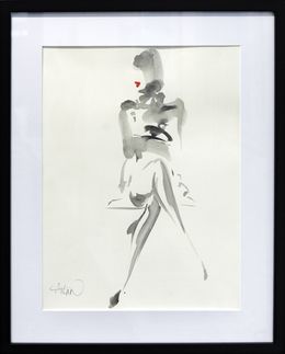 Pittura, Assise jambes croisées - Série portrait de femme stylisé, Richard Atlan