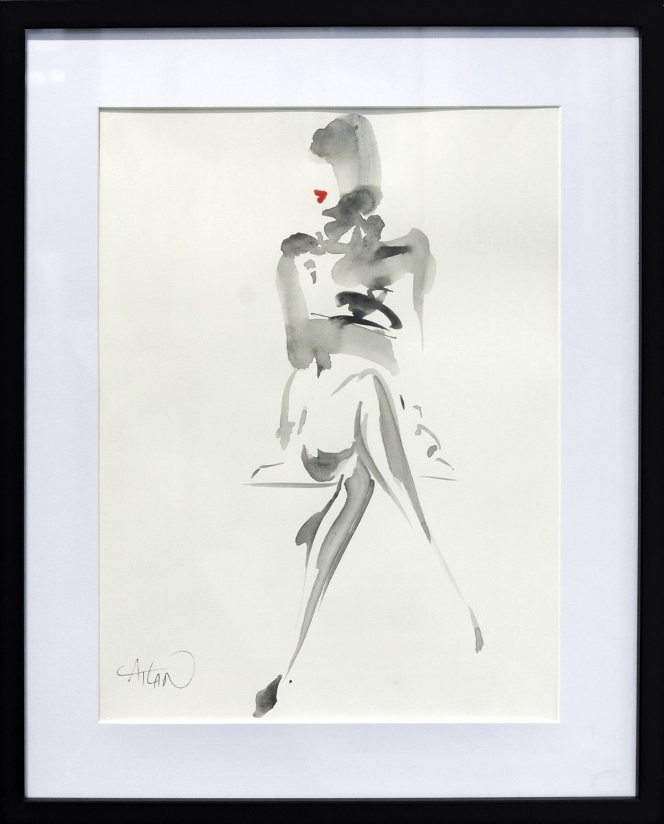 Richard Atlan, Assise jambes croisées - Série portrait de femme stylisé Richard Atlan, Assise jambes croisées - Série portrait de femme stylisé