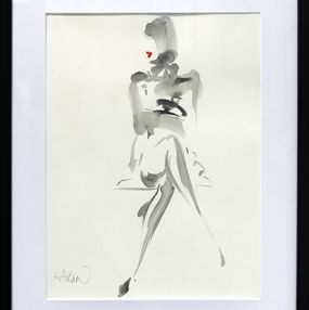 Pittura, Assise jambes croisées - Série portrait de femme stylisé, Richard Atlan