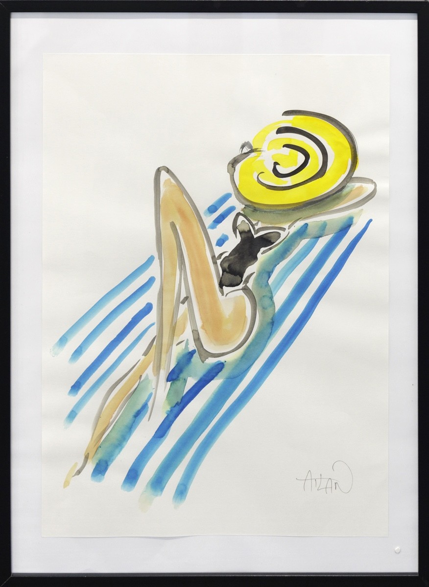 Richard Atlan, A la plage - Série portrait de femme stylisé Richard Atlan, A la plage - Série portrait de femme stylisé