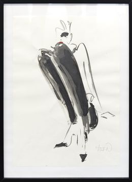Pittura, Assise au pantalon noir - Série portait de femme stylisé, Richard Atlan