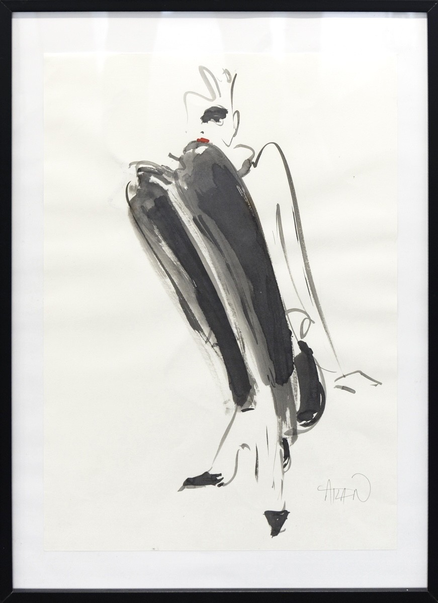 Richard Atlan, Assise au pantalon noir - Série portait de femme stylisé Richard Atlan, Assise au pantalon noir - Série portait de femme stylisé