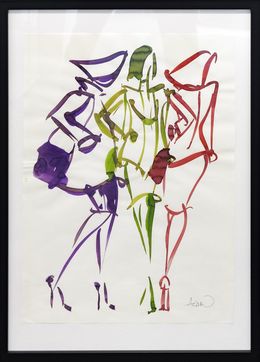 Pittura, Trois femmes - Série portrait de femme stylisé, Richard Atlan