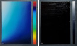 Pittura, Blue tone cube and Black glitter bucket. From The Composition with Tools series, Jose Ricardo Contreras Gonzalez