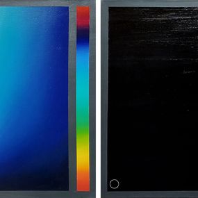 Peinture, Blue tone cube and Black glitter bucket. From The Composition with Tools series, Jose Ricardo Contreras Gonzalez