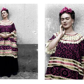Photography, Frida Kahlo in the Blue House (Diptych) Coyoacán, Mexico. 1943. Color Portraits, Leo Matiz