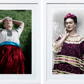 Photography, Frida Kahlo in the Blue House, Coyoacán, Diptych Framed. From the Frida Khalo Series, Leo Matiz