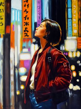 Peinture, Walking in the night, the magic of Tokio, Serghei Ghetiu