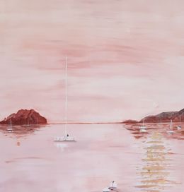Painting, Reflet rose d'un paysage sans frontières, Rose Passalboni