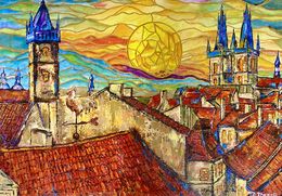 Pittura, The Sunset Above The Old Town, Gabriel Monte